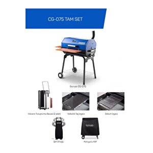 Rehome Guruss Cg-075 Barbekü Mangal | Kömürlü | 75 Cm | Gece Mavisi | Tam Set