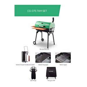 Cg-075 Barbekü Mangal | Kömürlü | 75 Cm | Yeşil | Tam Set