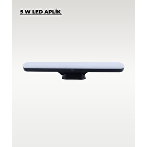 5W Siyah Mıknatıslı USB Şarjlı Led Aplik 3 Renk Işıklı