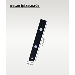 Siyah Sensörlü, Mıknatıslı 3 Işık Renkli Usb Şarjlı Armatür