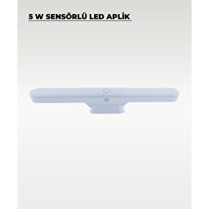 5w Beyaz Sensörlü Mıknatıslı  Usb Şarjlı Led Aplik 3 Renk Işıklı