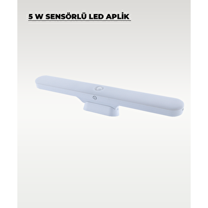 5w Beyaz Sensörlü Mıknatıslı  Usb Şarjlı Led Aplik 3 Renk Işıklı