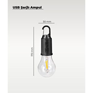 10W Usb Şarjlı Askılı 4 Kademeli Led Ampul 3200k Sarı Işık