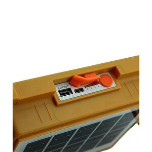 200W Solar Ve Usb Şarjlı Projektör 3 Renk Işık Şarj Göstergeli 5 Kademeli