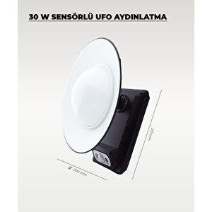 30W Solar Güneş Enerjili Ufo Sensörlü Ve Kumandalı Bahçe Armatürü 6500k Beyaz Işık