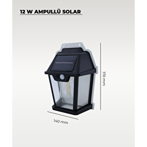 5W Solar Güneş Enerjili Led Ampullü Duvar Fener Aplik 3200k Sarı Işık