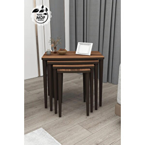 Ceviz 4’lü Lüx Mdf Zigon Sehpa Takımı
