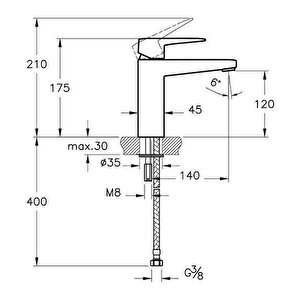 Root Square Tem.çanak  Lavabo Bat.çsg (elekt.) A47131 Temazsız Çanak Lavabo Bataryası Elektrikli Çift Su Girişli