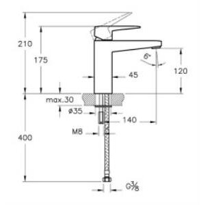 Root Square Lavabo Bataryası L Soft Bakır A4273129
