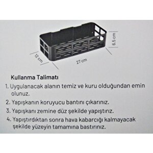Duş Rafı Plastik Çok Amaçlı Banyo Rafı Düzenleyici Kendinden Yapışkanlı Tak Çıkar Kilit Sistemli Siyah