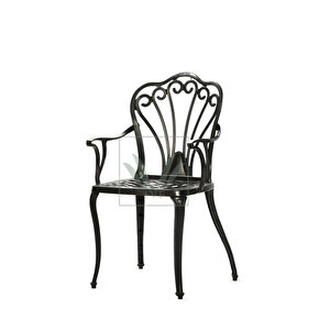 İstanbul Model Ferforje Görünümlü Plastik Yuvarlak Masa Ve İstanbul Model Sandalye 3 Sandalye 1 Masa Siyah