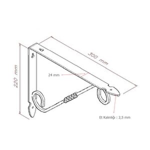2 Adet Ferforje 22 X 30 Cm Dekoratif Raf Altı Ayağı Konsol Beyaz