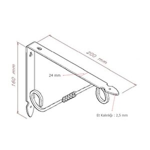 Ferforje 16 X 20 Cm Dekoratif Raf Altı Raf Ayağı Konsol Siyah