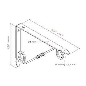 2 Adet Ferforje 12 X 15 Cm Dekoratif Raf Altı Raf Ayağı Konsol Siyah