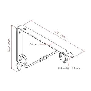 2 Adet Ferforje 12 X 15 Cm Dekoratif Raf Altı Raf Ayağı Konsol Siyah