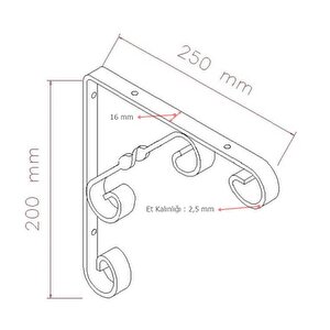 2 Adet Burgulu 20 X 25 Cm Dekoratif Raf Altı Ayağı Konsol Beyaz