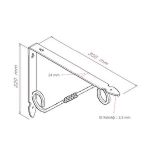 24 Adet Ferforje 22 X 30 Cm Dekoratif Raf Altı Ayağı Konsol Siyah