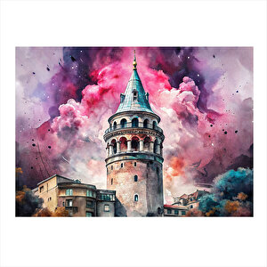 İstanbul Galata Kulesi Modern Ahşap Tablo 35cm X50cm 35x50 cm