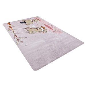 Çocuk Halısı Ve Bebek Halısı Pembe Yıkanabilir Kaymaz Taban dijital Baskı hc009 100x200 cm