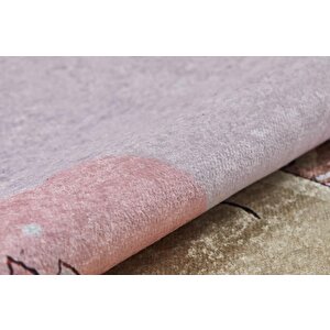 Çocuk Halısı Ve Bebek Halısı Pembe Yıkanabilir Kaymaz Taban dijital Baskı hc009