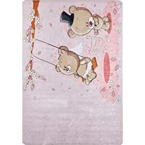 Çocuk Halısı Ve Bebek Halısı Pembe Yıkanabilir Kaymaz Taban dijital Baskı hc009 80x200 cm