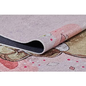 Çocuk Halısı Ve Bebek Halısı Pembe Yıkanabilir Kaymaz Taban dijital Baskı hc009 80x200 cm