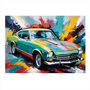 Renkli Fon Klasik Araba Art Mdf Poster 35cm X50cm 35x50 cm