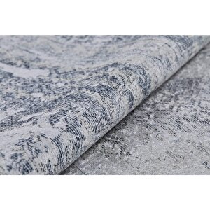 Modern Gri Eskitme Dijital Baskı Hipoalerjenik Kaymaz Taban Halı Yolluk 200x300 cm