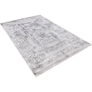 Modern Gri Eskitme Dijital Baskı Hipoalerjenik Kaymaz Taban Halı Yolluk 200x300 cm