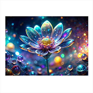 Renkli Kristal Çiçek Model Ahşap Tablo 25cmx 35cm 25x35 cm