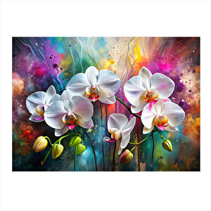 Beyaz Orkideler Hediyelik Mdf Tablo 35cm X50cm 35x50 cm