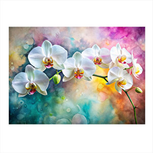 Beyaz Orkideler Tasarım Mdf Tablo 25cmx 35cm 25x35 cm