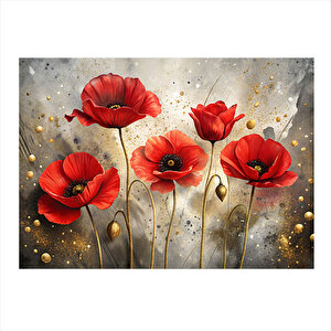 Kırmızı Gelince Çiçekleri Mdf Tablo 35cm X50cm 35x50 cm