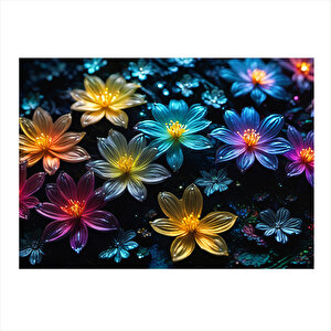 Renkli Çiçekler Tasarım Ahşap Tablo 25cmx 35cm 25x35 cm