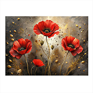 Kırmızı Gelincik Çiçekleri Mdf Poster 35cm X50cm 35x50 cm