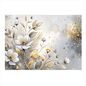 Beyaz Çiçekler Art Mdf Tablo 25cmx 35cm 25x35 cm