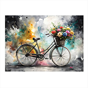 Bisiklet Ve Çiçekler Art Mdf Poster 25cmx 35cm 25x35 cm