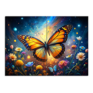 Renkli Kelebek Ve Çiçekler Art Mdf Poster 70cmx 100cm