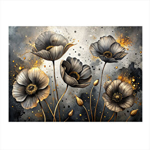Beyaz Gelincik Çiçekleri Hediyelik Ahşap Tablo 35cm X50cm 35x50 cm