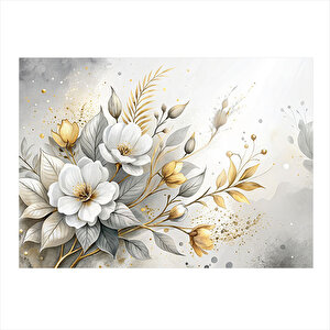 Beyaz Çiçekler Desenli Mdf Tablo 35cm X50cm 35x50 cm