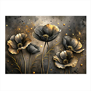 Siyah Gelincik Çiçekleri Dekoratif Mdf Tablo 25cmx 35cm 25x35 cm