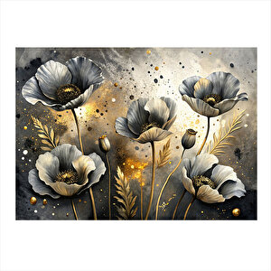 Beyaz Gelincik Çiçekleri Art Mdf Tablo 35cm X50cm 35x50 cm