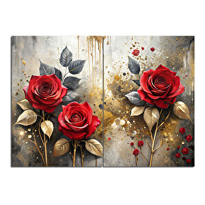 Soyut Kırmızı Güller Dekoratif Mdf Tablo 70cmx 100cm