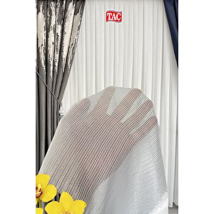 Taç Gossamer Simli Tül Perde 1x3 Sık Pile Extra Dökümlü Ağır Kumaş - Kırışmaz Ütü Gerektirmez