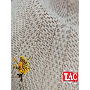 Simli Krep Bambu Balık Sırtı Tül Perde 1/3 Sık Pile - Extra Gramajlı - Ütü Gerektirmez 300x200 cm