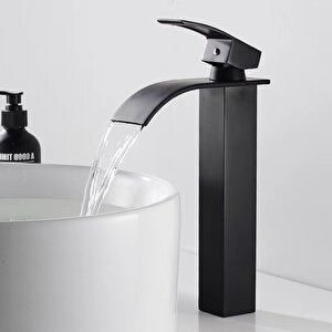 Siyah Çanak Lavabo Bataryası Oval Çıkış Havza Model Uzun/yüksek Lavabo Musluğu Çift Girişli