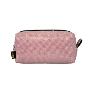 Yuga Makyaj Çantası Simli Açık Pembe