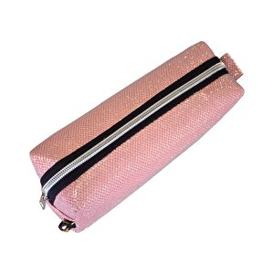 Yuga Makyaj Çantası Simli Açık Pembe