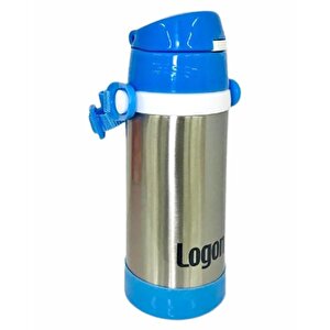 Logon Çelik Pipetli Matara Mavi 350 Ml Lgi015