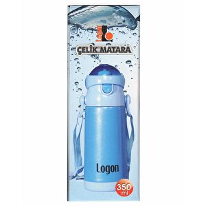 Logon Çelik Pipetli Matara Mavi 350 Ml Lgl340